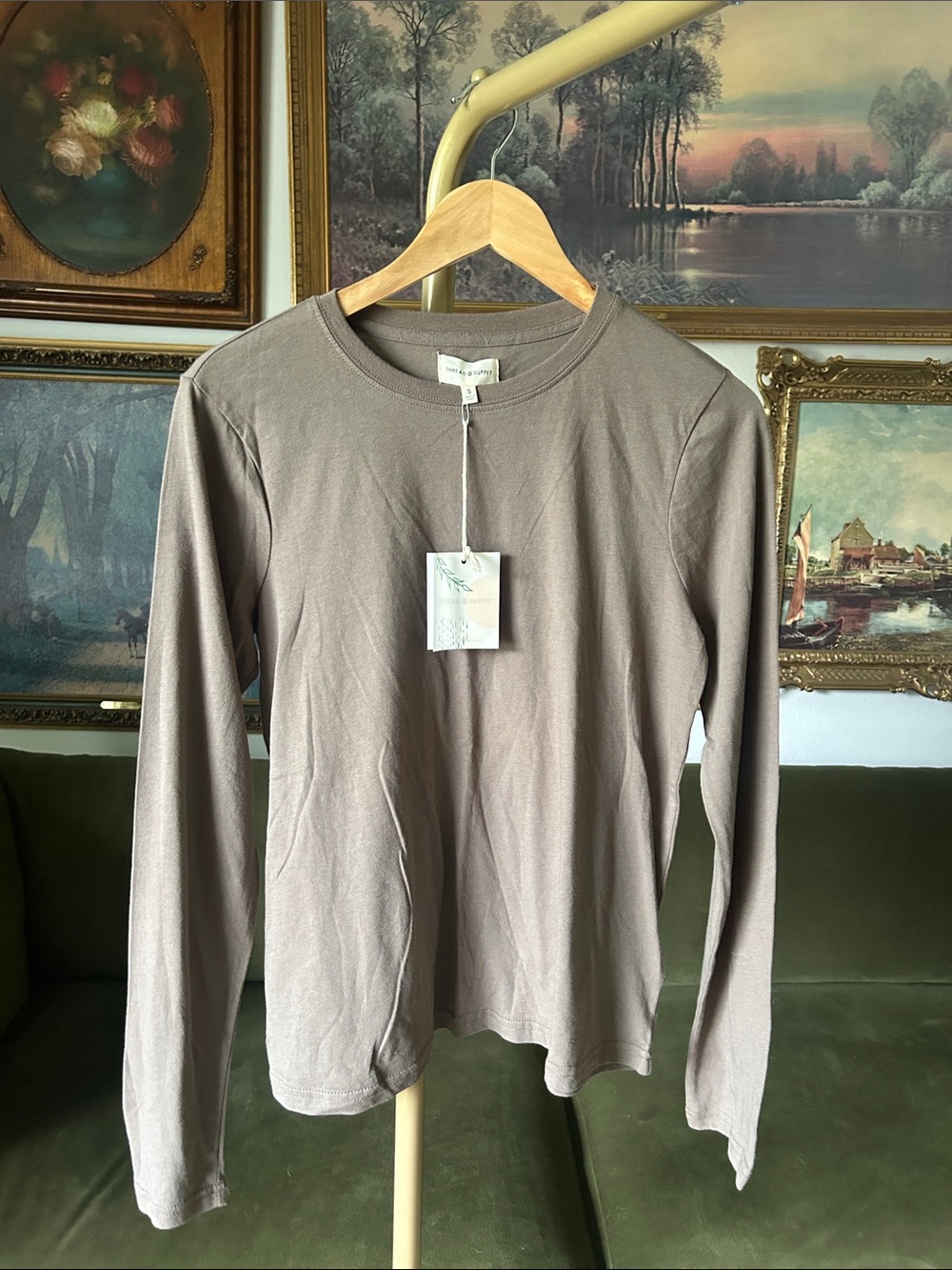 NWT 100% Organic Cotton Long Sleeve Shirt - Taupe